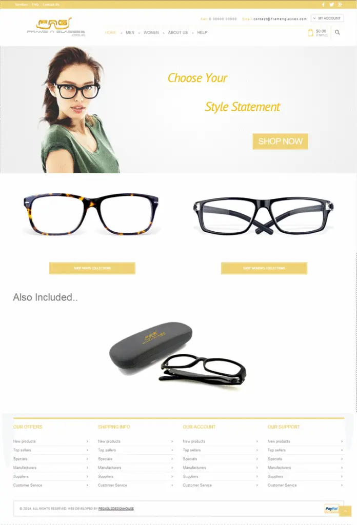 Frame N Glasses website development project
