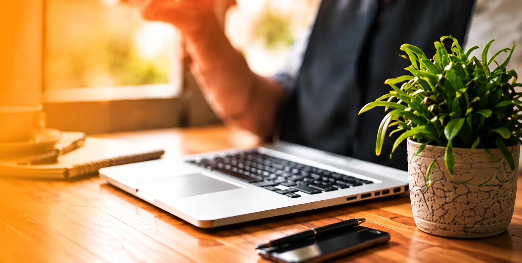 Professional workspace with laptop for WordPress website management