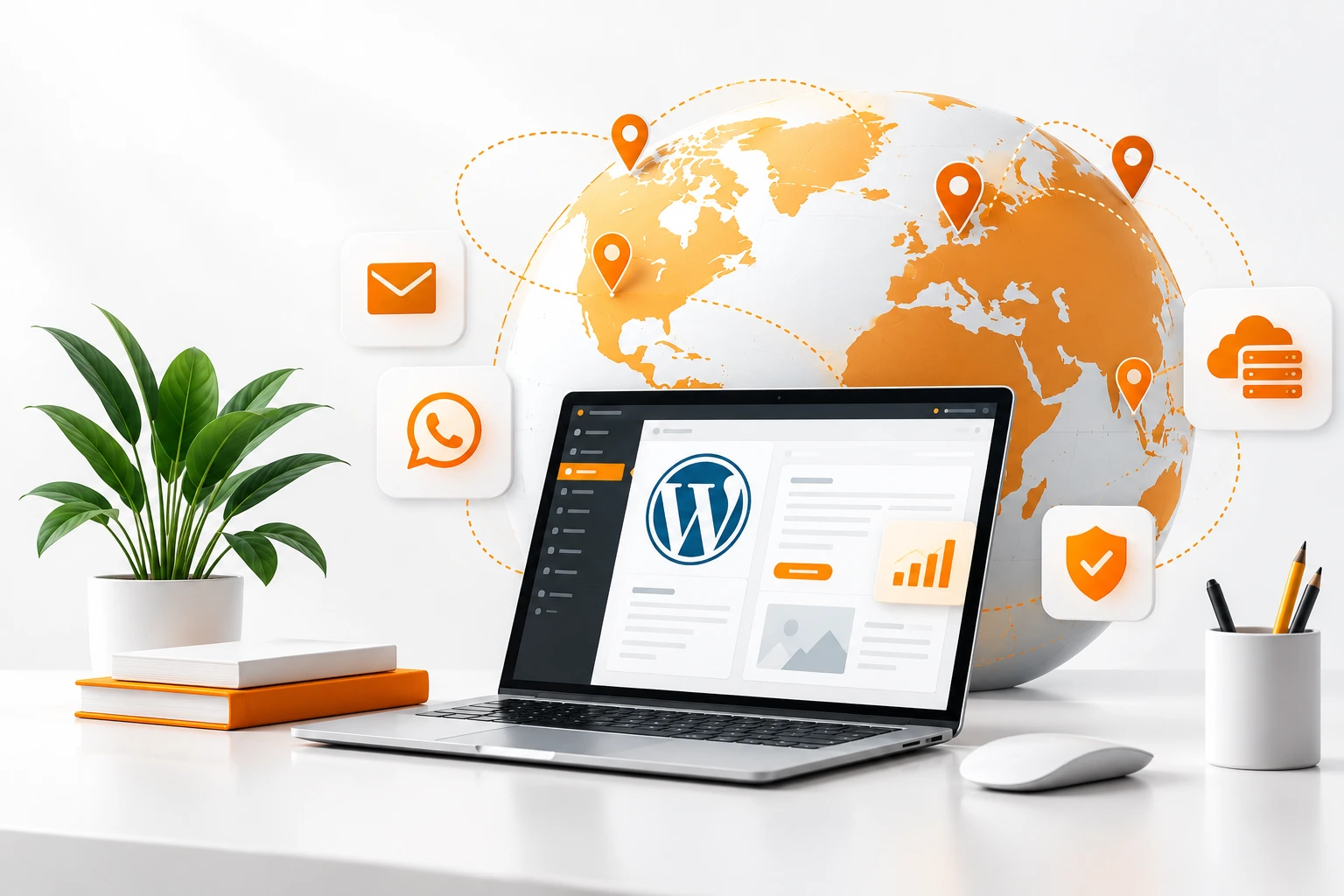 Business team working together on WordPress website support